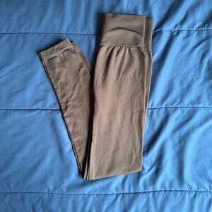 New Directions Fleece Lined Leggings Womens S M Taupe High Waist